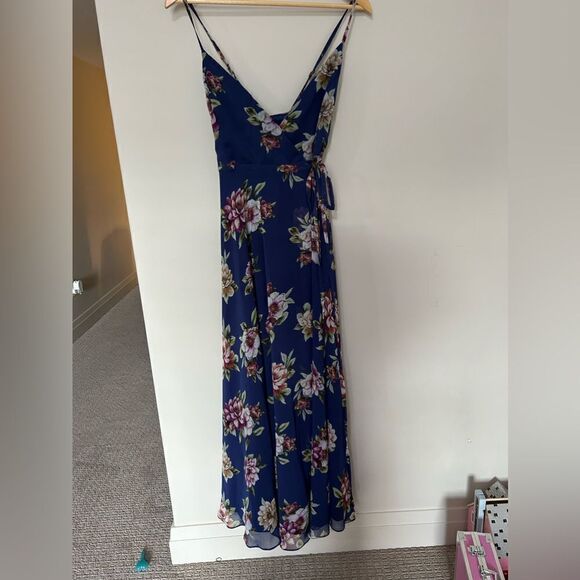 NWT Lulus Blue Floral Print Maxi Dress - Picture 1 of 13